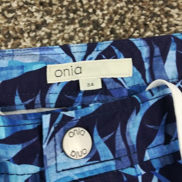 Onia Swim Trunks Floral Calder 7.5" Lined Board Shorts Blue Mens Size 34 - Picture 2 of 9